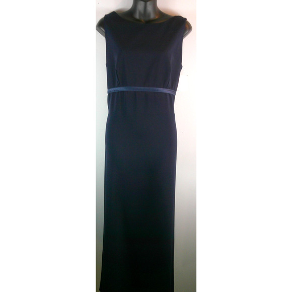 Michaelangelo David's Bridal Long Formal Navy Sleeveless Gown Women's 12 - Picture 2 of 9
